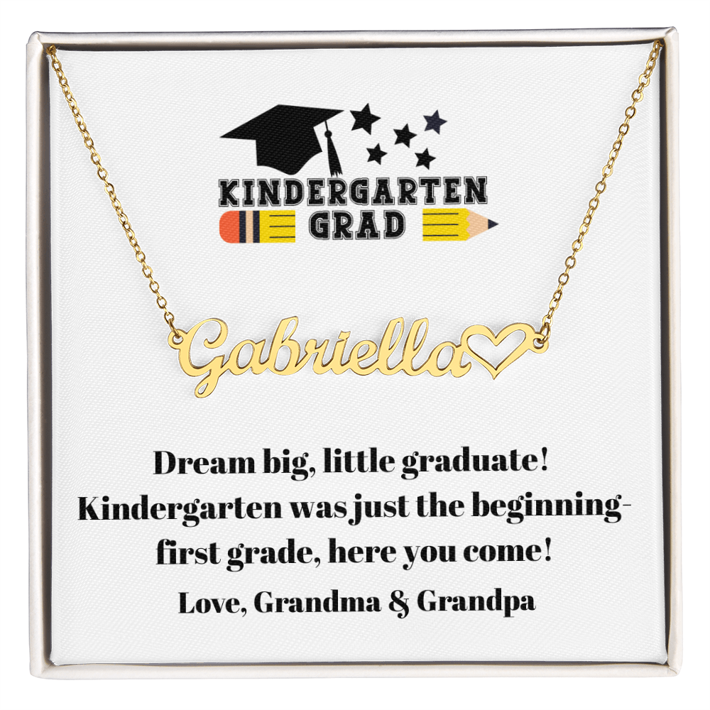 Kindergarten Graduation Name Necklace with Heart-[Heartfelt Family Gift]