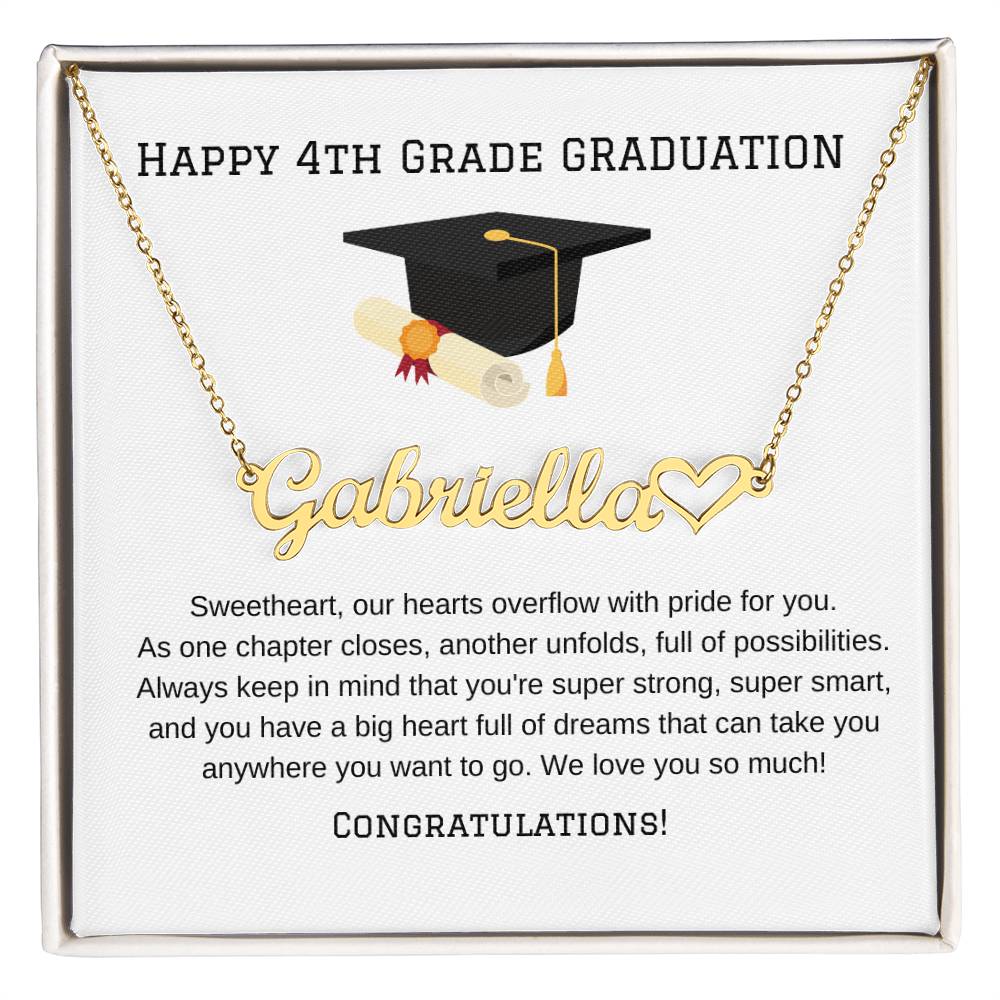 4th Grade Graduation Name Necklace with Heart-[Heartfelt Family Gift]