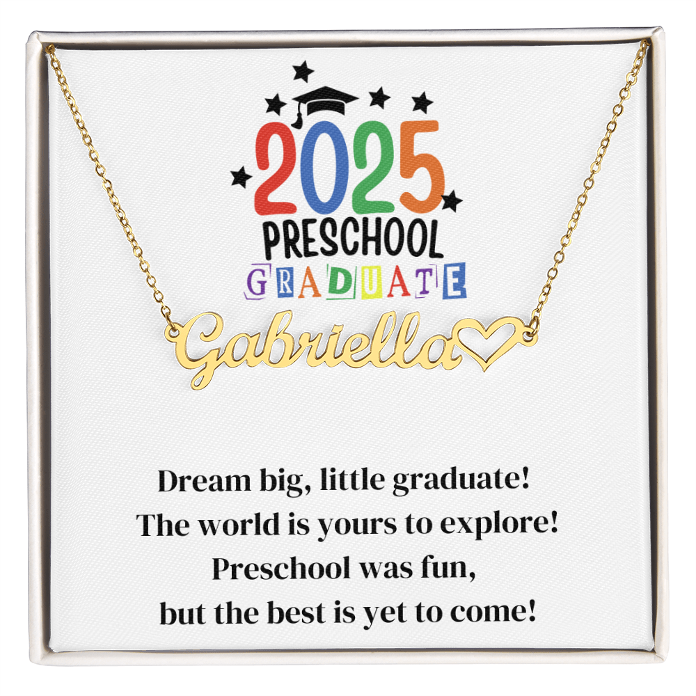 Preschool Graduation Name Necklace with Heart-[Heartfelt Family Gift]