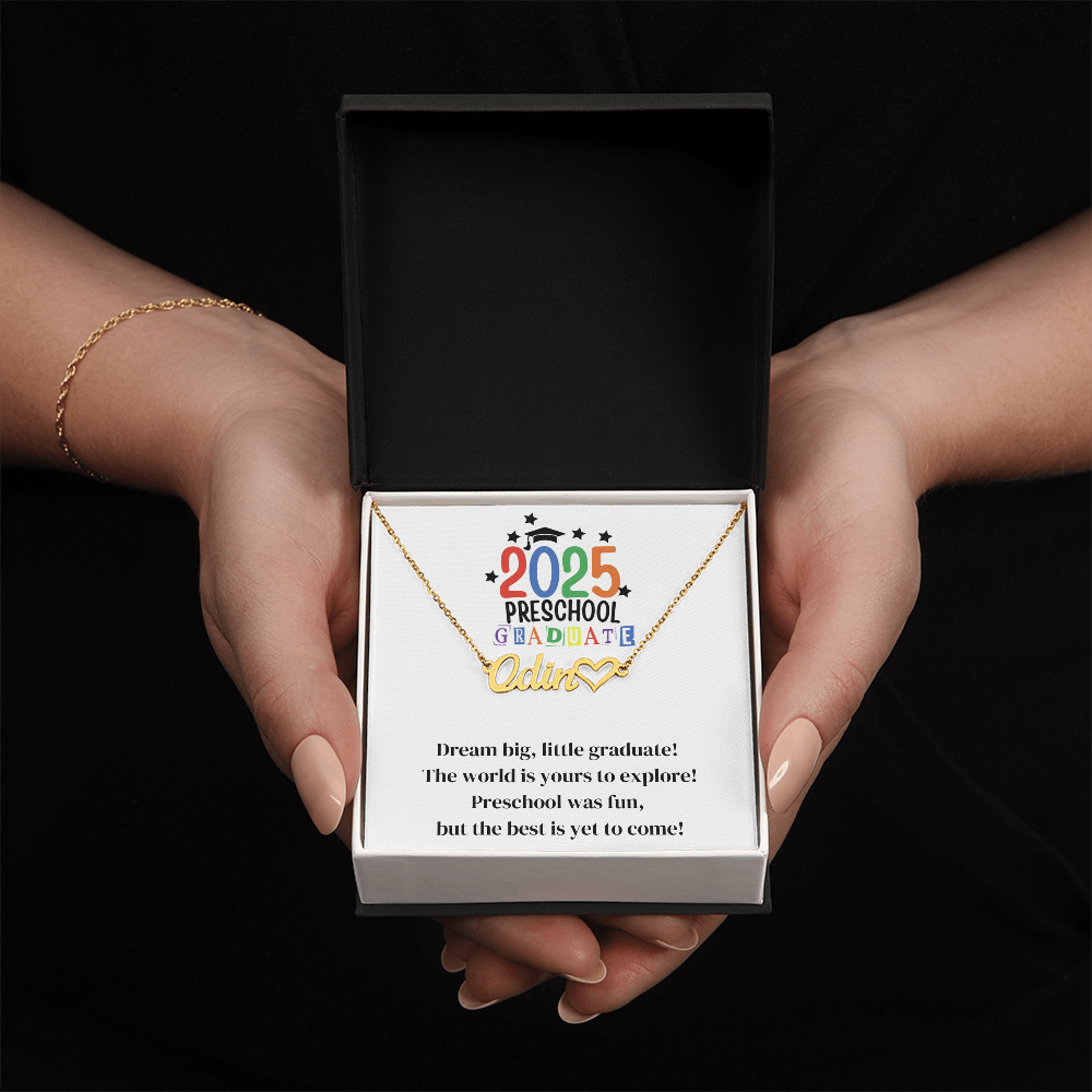 Preschool Graduation Name Necklace with Heart-[Heartfelt Family Gift]