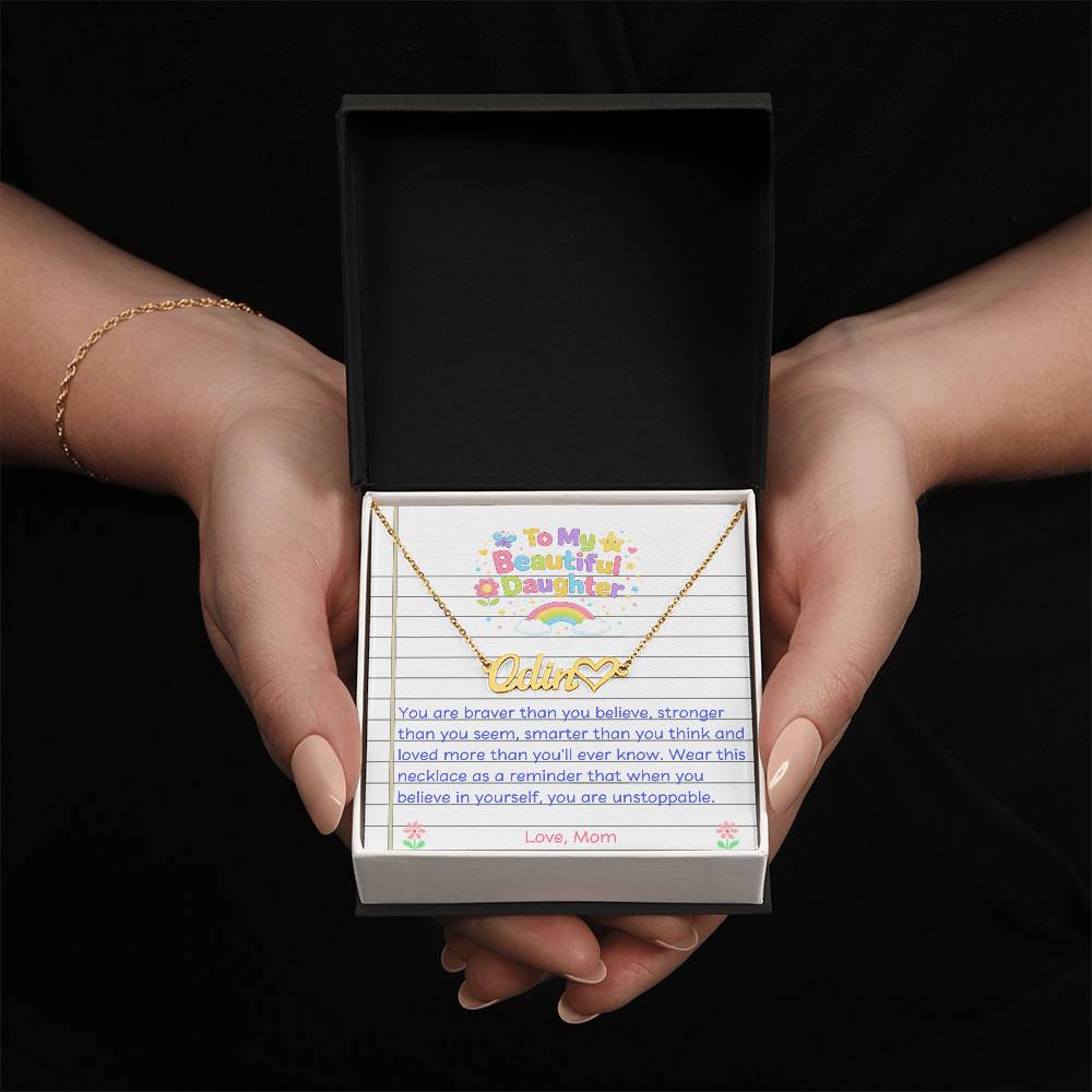 To My Daughter Name Necklace with Heart