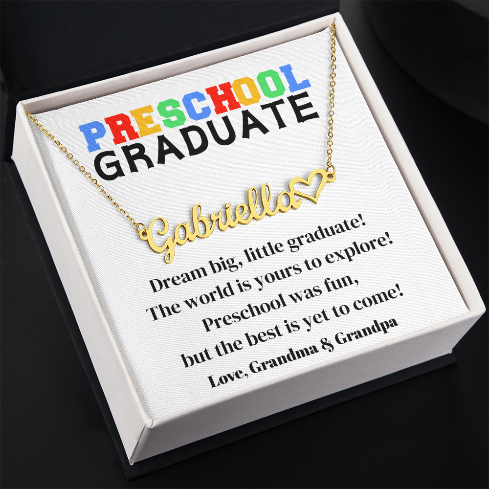Preschool Graduation Name Necklace with Heart-[Heartfelt Family Gift]