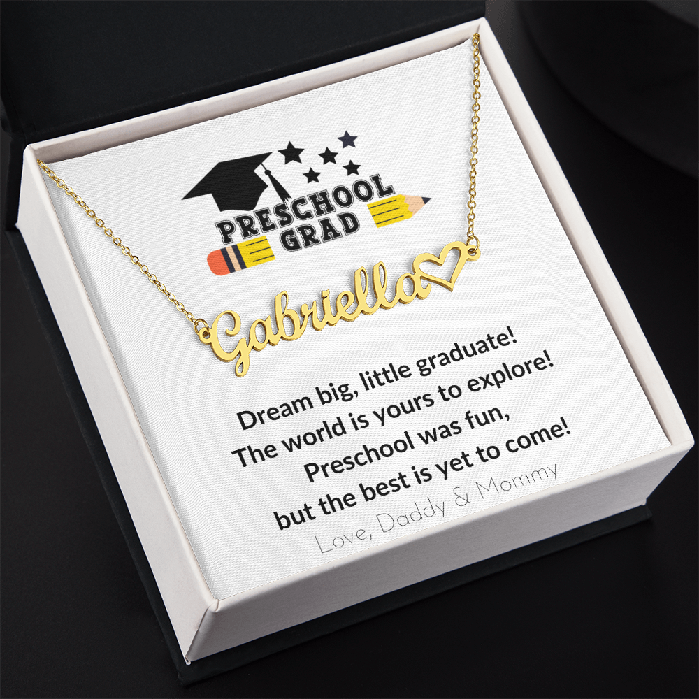 Preschool Graduation Name Necklace with Heart-[Heartfelt Family Gift]