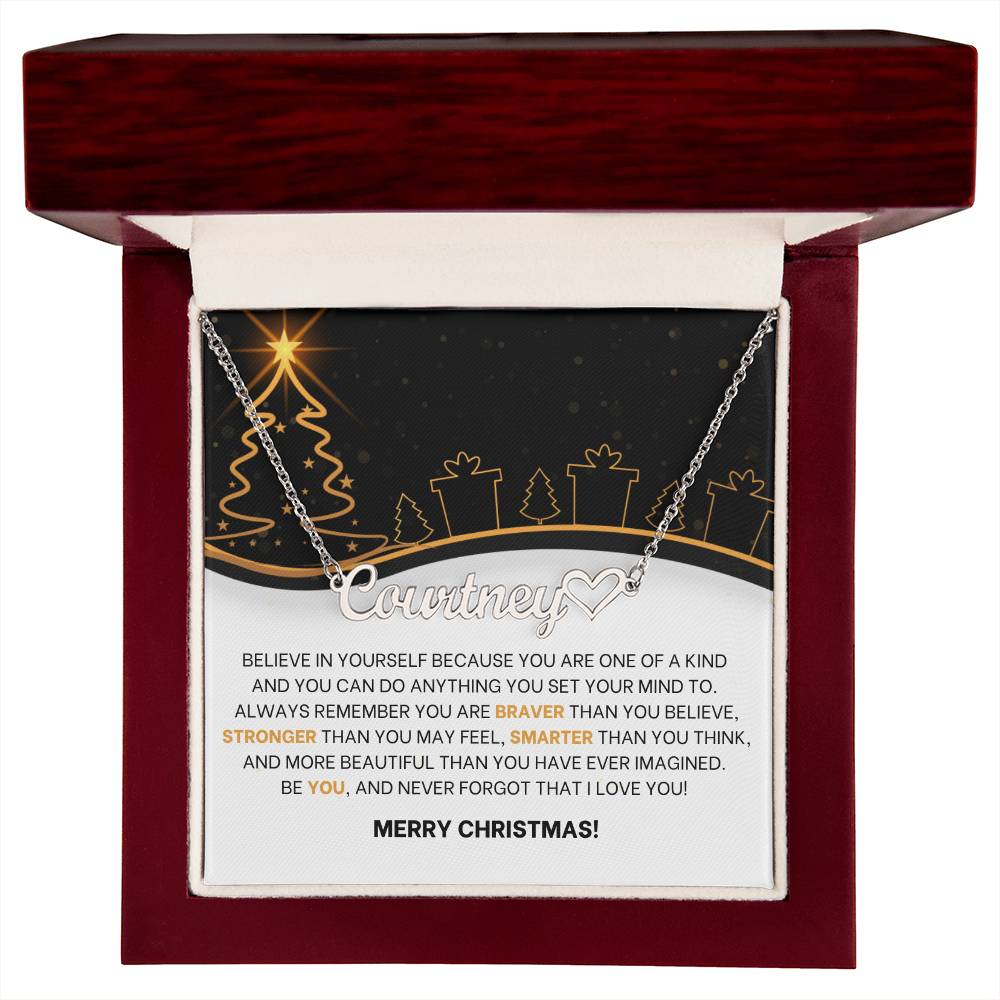 Personalized Christmas Name Necklace with Heart - Customizable Holiday Jewelry-[Heartfelt Family Gift]