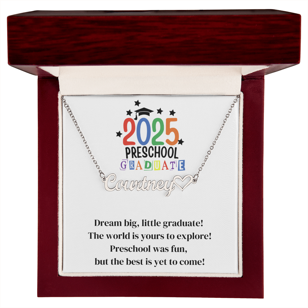 Preschool Graduation Name Necklace with Heart-[Heartfelt Family Gift]