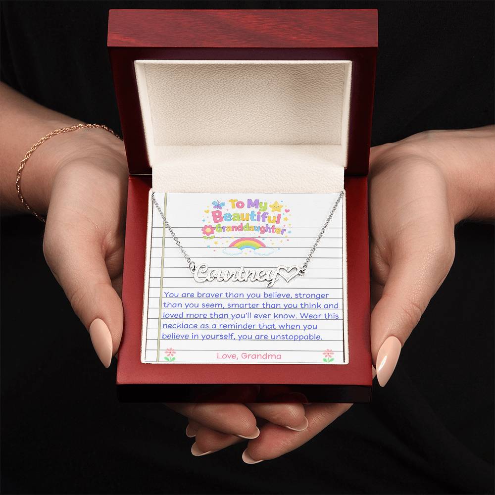 Granddaughter Name Necklace with Heart