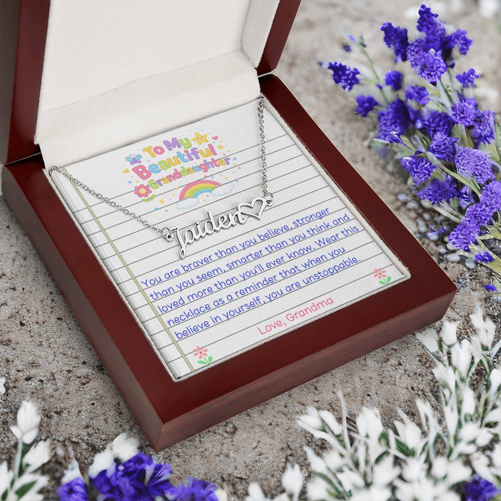 Granddaughter Name Necklace with Heart