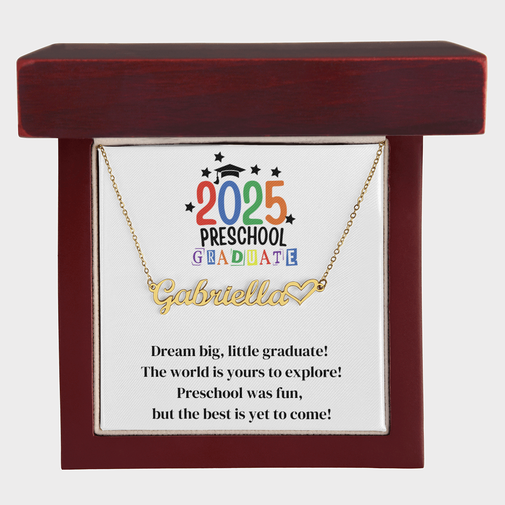 Preschool Graduation Name Necklace with Heart-[Heartfelt Family Gift]