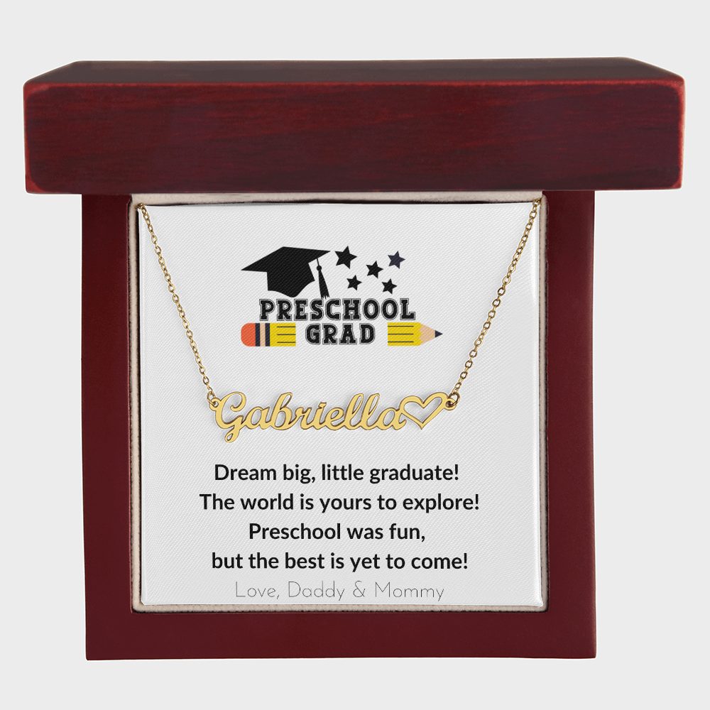 Preschool Graduation Name Necklace with Heart-[Heartfelt Family Gift]