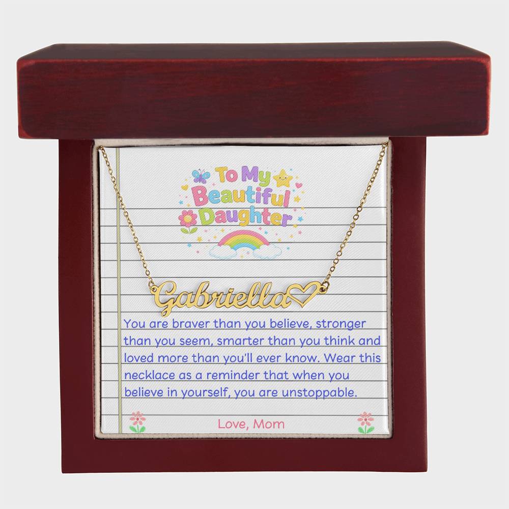 To My Daughter Name Necklace with Heart