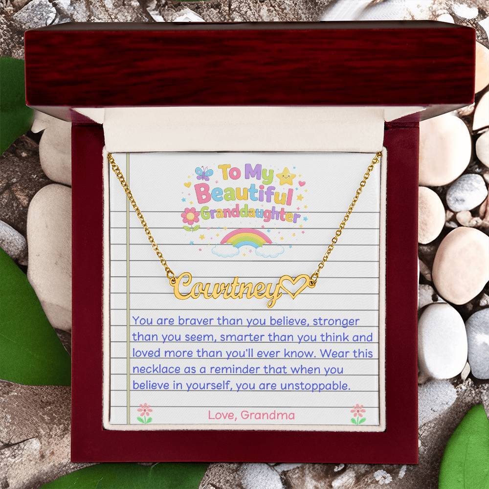 Granddaughter Name Necklace with Heart