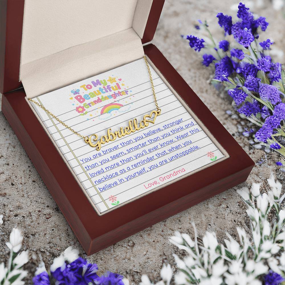 Granddaughter Name Necklace with Heart