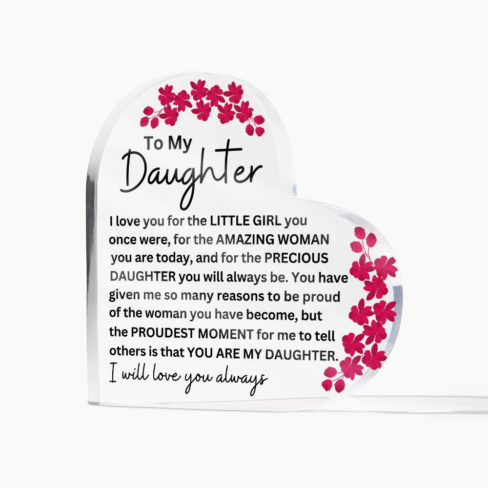 Monogrammed Daughter Acrylic Heart Plaque - Perfect Gift for Her-[Heartfelt Family Gift]