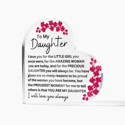 Monogrammed Daughter Acrylic Heart Plaque - Perfect Gift for Her-[Heartfelt Family Gift]