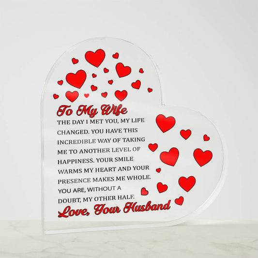 Acrylic Heart Plaque for Wife - Perfect Anniversary or Birthday Gift-[Heartfelt Family Gift]