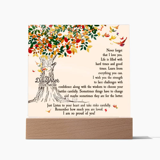Daughter Never Forget I Love You Lighted Acrylic Plaque-[Heartfelt Family Gift]
