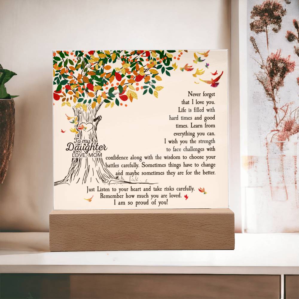 Daughter Never Forget I Love You Lighted Acrylic Plaque-[Heartfelt Family Gift]