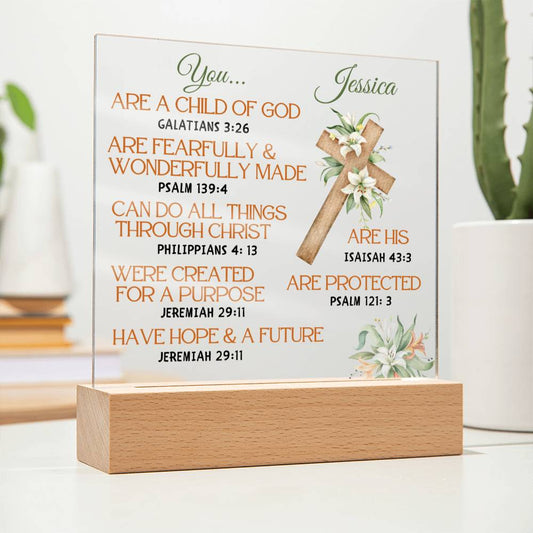 Christian Affirmations Personalized Acrylic Plaque-[Heartfelt Family Gift]