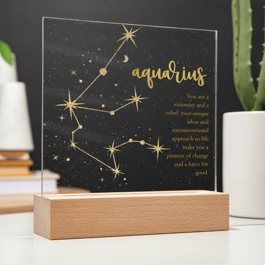 Aquarius Lighted Acrylic Plaque-[Heartfelt Family Gift]