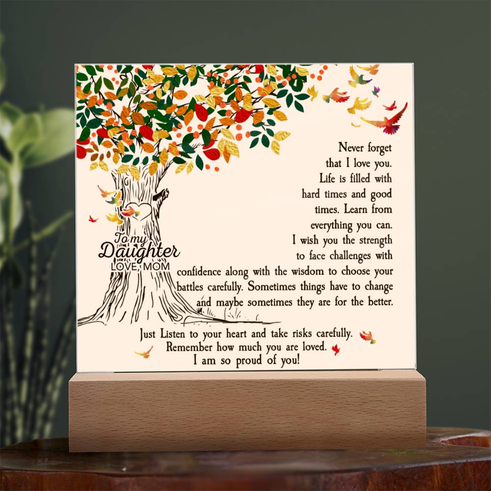 Daughter Never Forget I Love You Lighted Acrylic Plaque-[Heartfelt Family Gift]