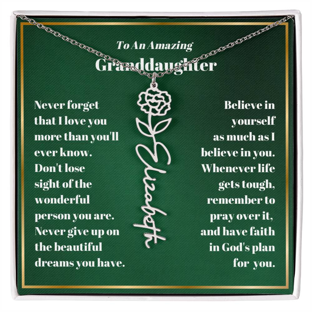 Granddaughter Personalized Name Birth Flower Necklace Gift-[Heartfelt Family Gift]