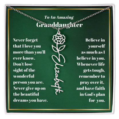 Granddaughter Personalized Name Birth Flower Necklace Gift-[Heartfelt Family Gift]