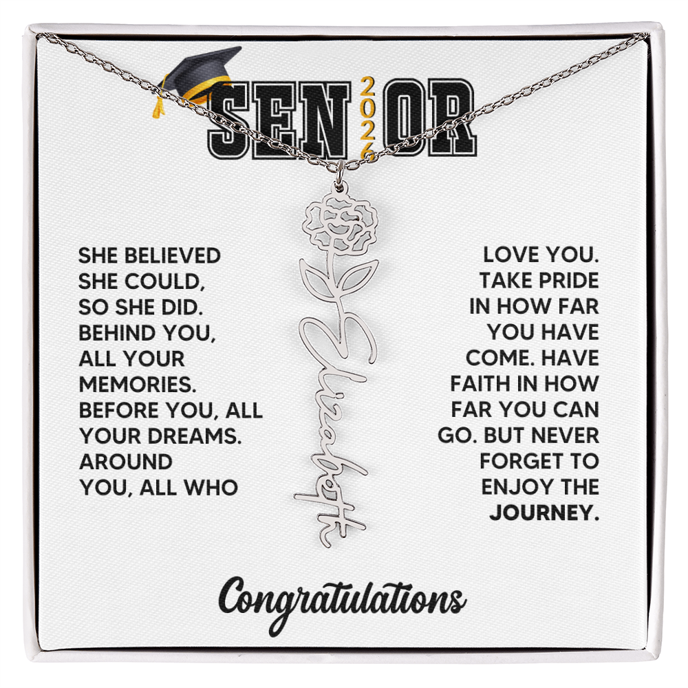 Class of 2026 Graduation Birthflower Necklace Gift