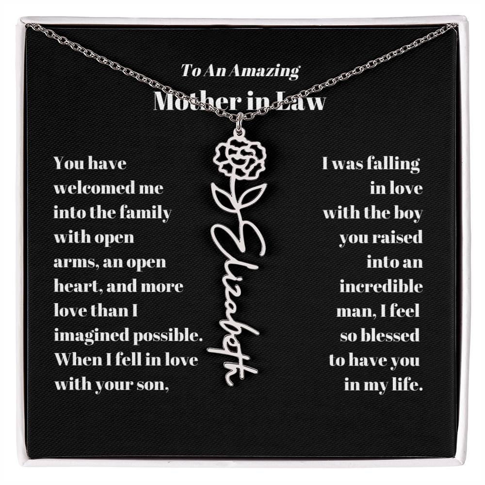 Mother in Law Personalized Birth flower Name Necklace-[Heartfelt Family Gift]