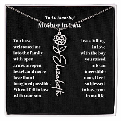 Mother in Law Personalized Birth flower Name Necklace-[Heartfelt Family Gift]
