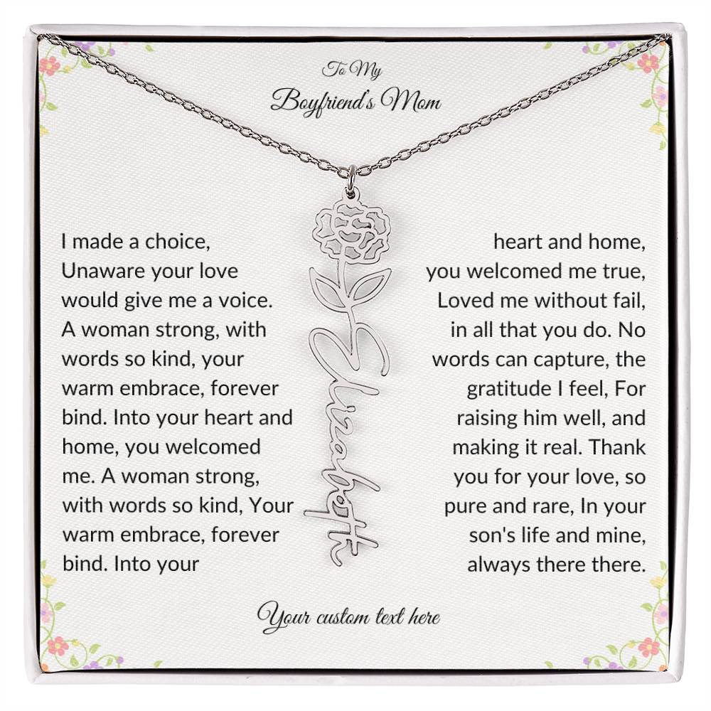 To My Boyfriends Mom Birth flower Name Necklace-[Heartfelt Family Gift]