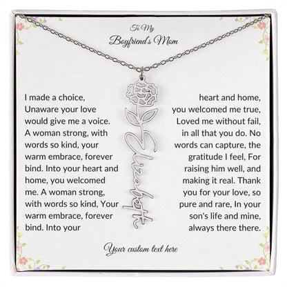 To My Boyfriends Mom Birth flower Name Necklace-[Heartfelt Family Gift]