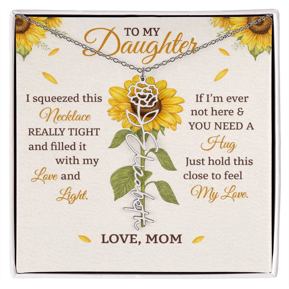 Personalized Sunflower Daughter Birth flower Name Birthday Necklace Gift