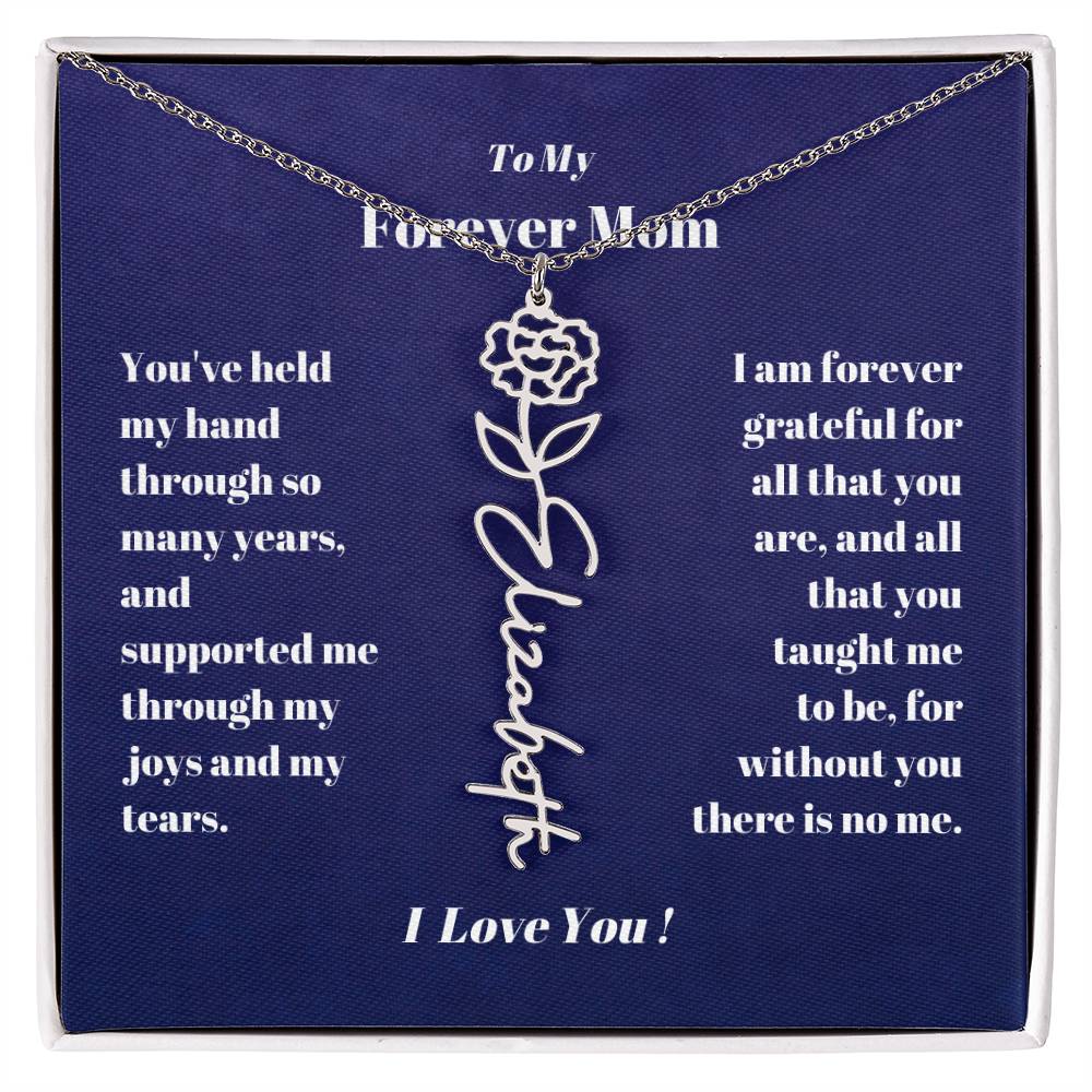 To My Forever Mom  Personalized Birth Flower Name Necklace Gift for Stepmom Foster Mother-[Heartfelt Family Gift]