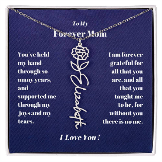 To My Forever Mom  Personalized Birth Flower Name Necklace Gift for Stepmom Foster Mother-[Heartfelt Family Gift]