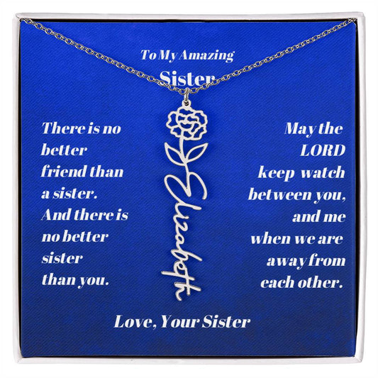 Sister Personalized Birth Flower Name Necklace Gift-[Heartfelt Family Gift]