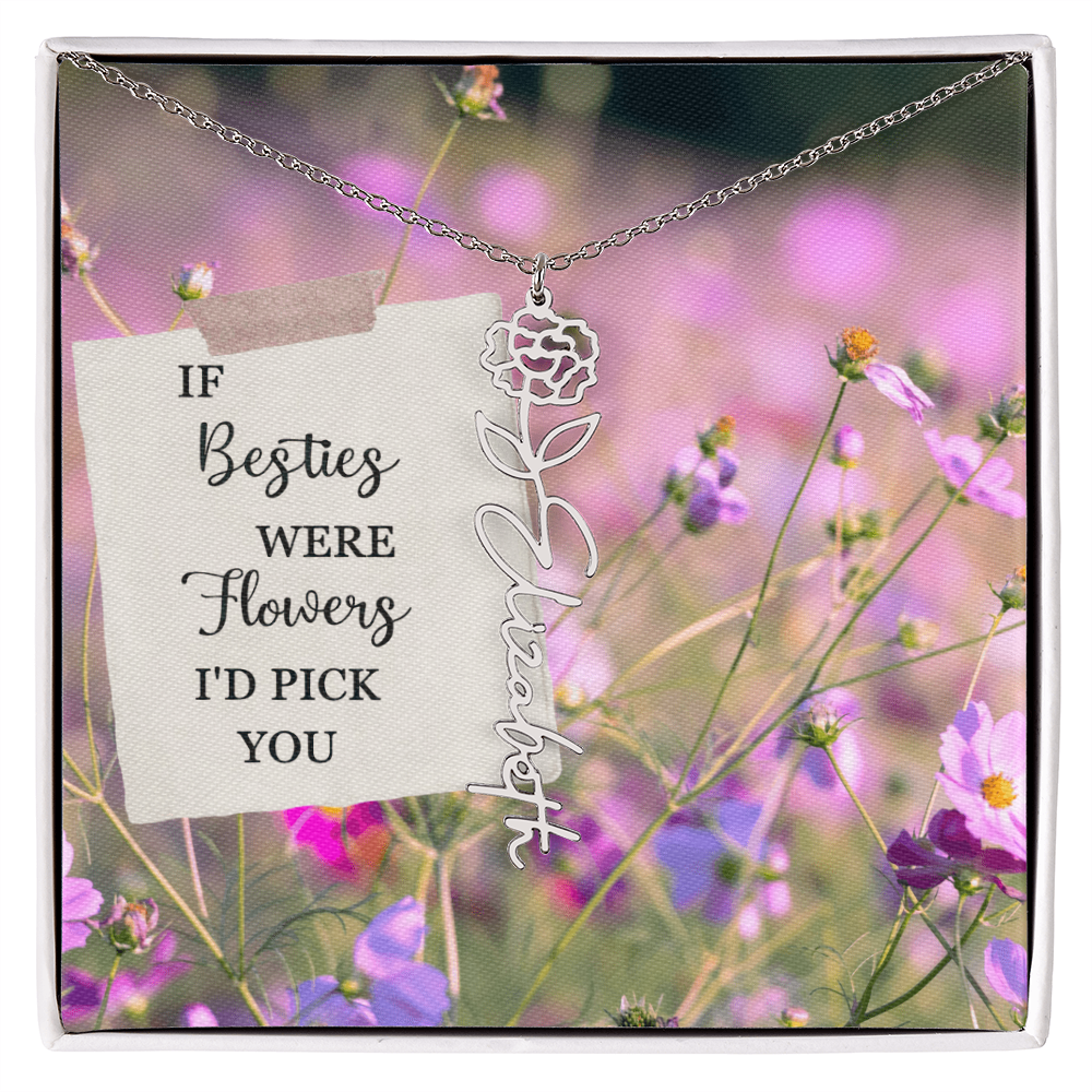 Best Friend Flower Name Necklace