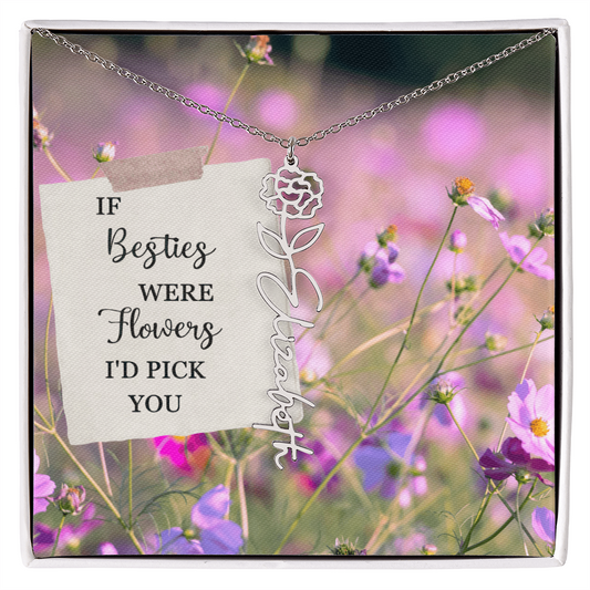 Best Friend Flower Name Necklace