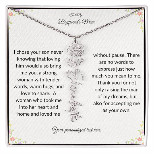 To My Boyfriends Mom Birth Flower Necklace-[Heartfelt Family Gift]