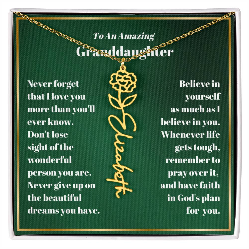 Granddaughter Personalized Name Birth Flower Necklace Gift-[Heartfelt Family Gift]