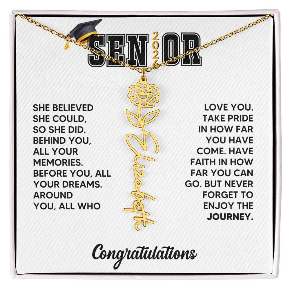 Class of 2026 Graduation Birthflower Necklace Gift
