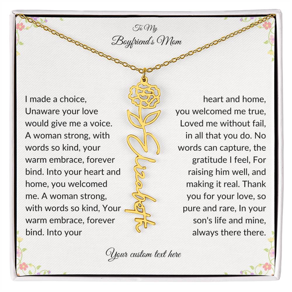 To My Boyfriends Mom Birth flower Name Necklace-[Heartfelt Family Gift]