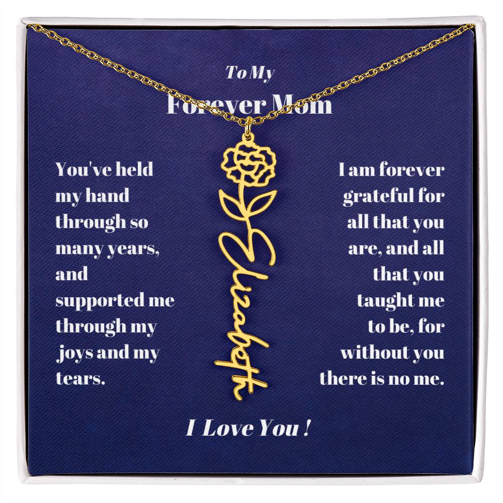 To My Forever Mom  Personalized Birth Flower Name Necklace Gift for Stepmom Foster Mother-[Heartfelt Family Gift]