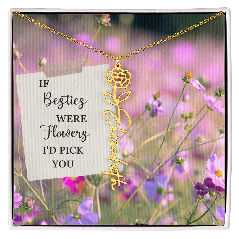 Best Friend Flower Name Necklace