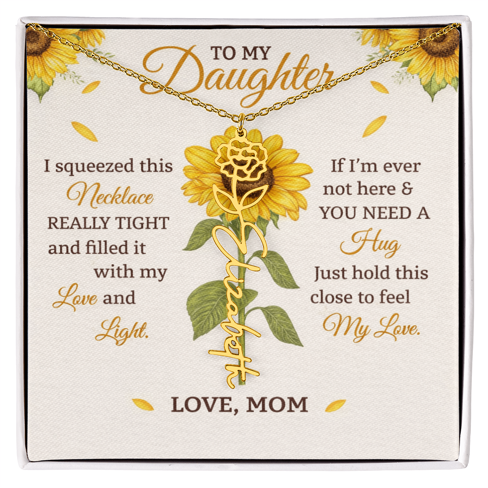 Personalized Sunflower Daughter Birth flower Name Birthday Necklace Gift