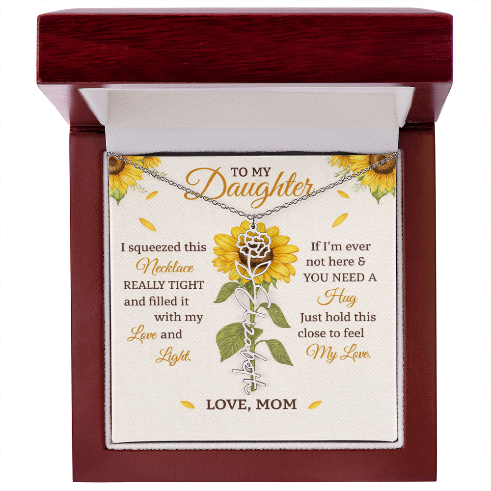 Personalized Sunflower Daughter Birth flower Name Birthday Necklace Gift