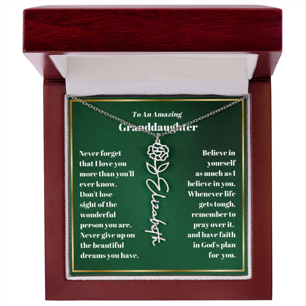 Granddaughter Personalized Name Birth Flower Necklace Gift-[Heartfelt Family Gift]