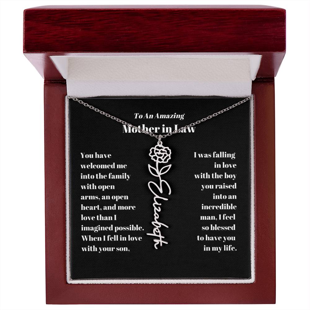 Mother in Law Personalized Birth flower Name Necklace-[Heartfelt Family Gift]