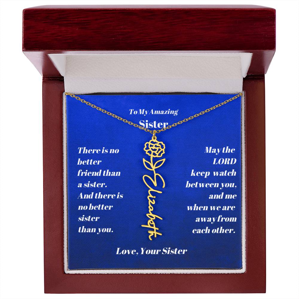 Sister Personalized Birth Flower Name Necklace Gift-[Heartfelt Family Gift]