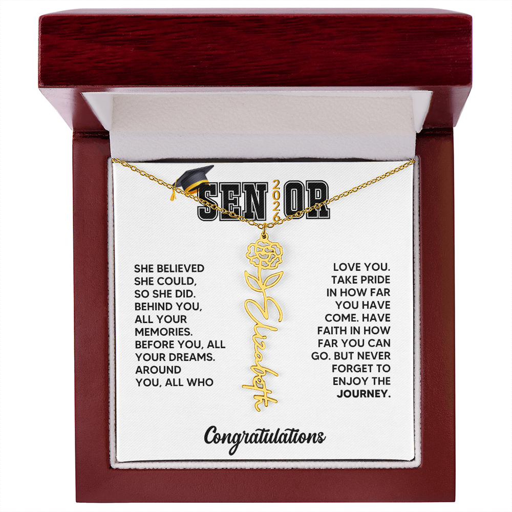 Class of 2026 Graduation Birthflower Necklace Gift