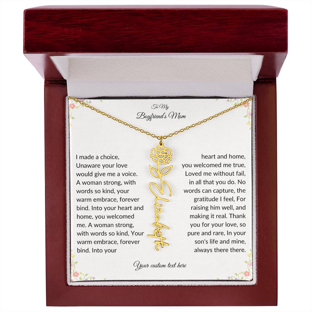 To My Boyfriends Mom Birth flower Name Necklace-[Heartfelt Family Gift]